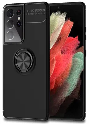 Produktbild von NALIA Ring Handy Hülle für Samsung Galaxy S21 Ultra, Schutz Case Tasche Bumper Schwarz