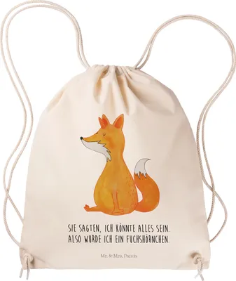 Produktbild von Mr. & Mrs. Panda Beutel Einhorn Fuchs - Transparent - Geschenk, festival tasche, Einhörner, Füchse, Unicorn, Unicorns, Jutebeutel, wander rucksack, Turnbeutel