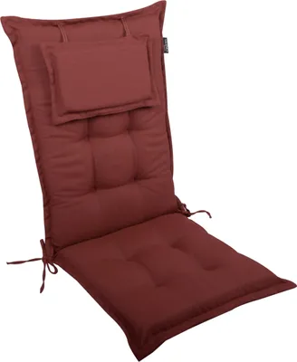Produktbild von LILENO HOME Gartenstuhl Auflagen als [1er Set - Hochlehner] in Rot Y - bequeme Liegen als Sitzauflagen für Gartenmöbel - Stuhlkissen für Gartenstühle und Klappstühle MAR