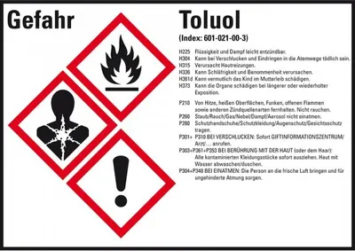 Produktbild von Dreifke® Aufkleber I Gefahrstoffetikett Toluol, GefStoffV/GHS/CLP, Folie, 148...