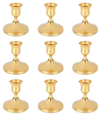 Immagine prodotto di Set di 9 candelabri vintage in ottone dorato – perfetti per la tavola e la decorazione