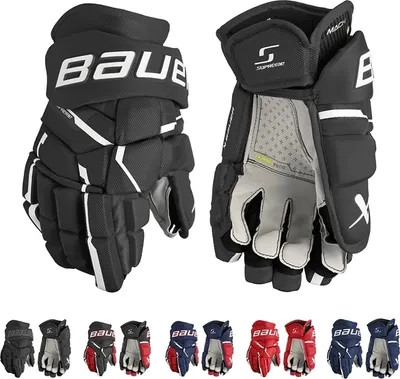 Produktbild von BAUER Supreme MACH Handschuhe Intermediate, Größe:12 Zoll, Farbe:schwarz/rot