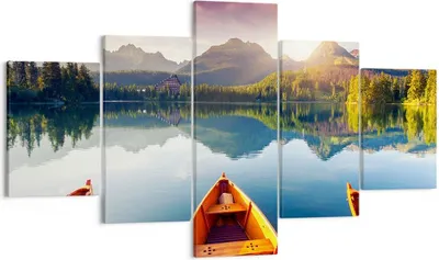 Produktbild von Bild auf Leinwand - Leinwandbild - See Natur - 125x70cm - Wand Bild - Wanddeko - Wandbilder - Leinwanddruck - Bilder - Kunstdruck - Wanddekoration - Leinwand bilder - Wandkunst - EA125x70-3579