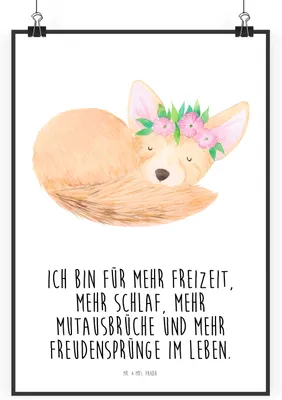 Produktbild von Mr. & Mrs. Panda Bild Wüstenfuchs Blumen DIN A0 - Weiß - Geschenk, Kunstdruck, Blumenkranz, Glücklich, Plakat, Afrika, Wüste, drucke, wanddeko, Wandbild