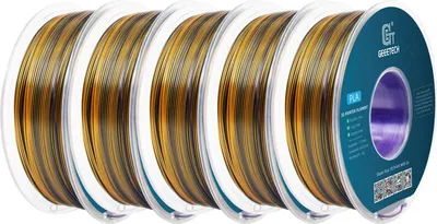 Zdjęcie produktu dla Tri-Color Silk PLA – filament do drukarek 3D – średnica 1,75 mm – tolerancja ±0,03 mm – pakowany próżniowo – fioletowy, złoty, czarny