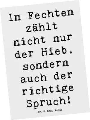 Produktbild von Mr. & Mrs. Panda Postkarte Spruch Fechten Spruch - Weiß - Geschenk, Sport, Hieb, Sprüche, Humor, Postkarten, Grußkarte, Sportart, Teamsport, bildkarte, Ansichtskarten