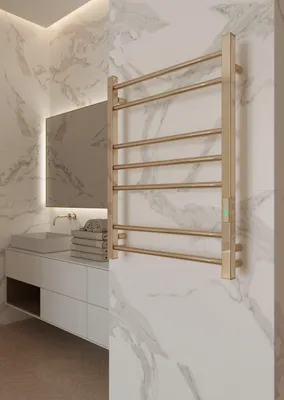 Immagine prodotto di ELNA Scaldasalviette Elettrico da Bagno Radiatore Scaldasalviette Oro PVD Acciaio Inox 103 W 71 x 53 cm con Termostato