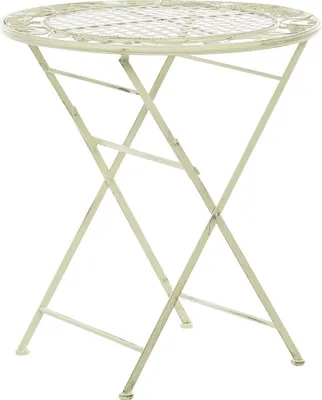 Obrázok produktu pre BELIANI Záhradný bistro stolík svetlozelený železný okrúhly 70 cm skladací UV odolný vintage francúzsky retro štýl