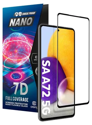 Produktbild von Crong 7D Nano Flexibles Glas - Bruchsicheres 9H Hybridglas für den gesamten Bildschirm des Samsung Galaxy A72