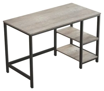 Image de Bureau d'ordinateur avec 2 étagères – Bureau gaming – Ergonomique – Gris/Noir – 120 x 60 x 75 cm