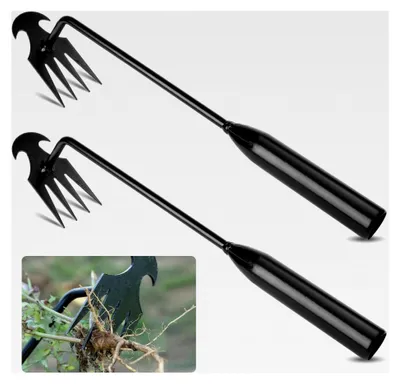 Produktbild von 2 Stück Unkrautstecher, 30 cm Edelstahl Unkrautstecher für Gartenarbeit mit Griff, Schwarz