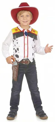 Produktbild von Frecher Cowboy Jungen-Kostüm für Fasching weiss-rot-gelb M 7-9 Jahre (120-130 cm)