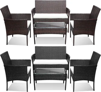 Produktbild von Aopunly 4tlg Lounge Set Balkon Möbel Gartengruppe Sitzgarnitur Sitzgruppe Polyrattan Schwarz/Braun