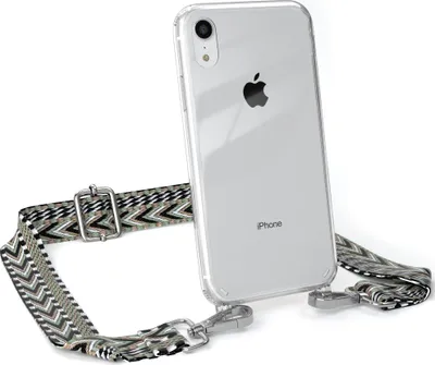 Produktbild von EAZY CASE Handykette - Verstellbarer Trageriemen kompatibel mit Apple iPhone XR, Handykordel mit transparenter Silikon-Hülle, Band in Grün