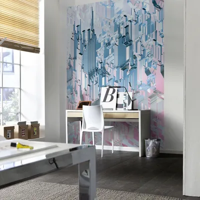 Produktbild von Komar Fototapete "Duplex" 184 x 254 cm, blau, rosa, Skyline, 4-209