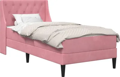 Image de Cadre de lit avec matelas avec matelas Rose 80 x 200 cm Velours