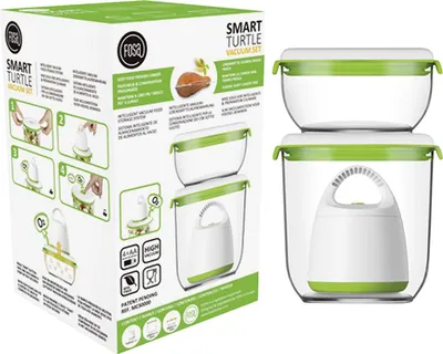 Produktbild von FOSA MADRID MINI-STARTER-SET 3-teilig - MC30000 – Smarte Vakuum-Lebensmittelaufbewahrung – Vakuumpumpe TURTLE inkl. Batterien + 2 runde Aufbewahrungsbehälter