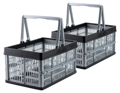 Faltbare Aufbewahrungsboxen 2er Set, 16L, klappbar, grau