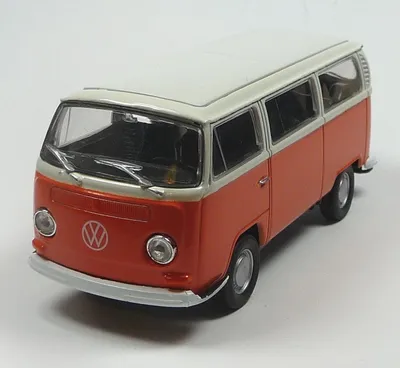 Produktbild von VW Bus (1970) Bulli T2 orange/weiß Modellauto ca. 11,5 cm  (officially licensed)