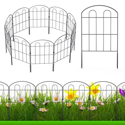 Gartenzaun 28-teilig, 61 cm hoch, 9,2 m lang, Metall, schwarz