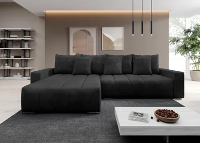 Obrázok produktu pre FurMeb24 ECKSOFA NAVO s funkciou spania a posteľným boxom 278 x 178 cm GRAPHIT - ľavá strana
