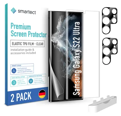 Produktbild von 2x TPU Schutzfolie Klar für Samsung Galaxy S22 Ultra 2x Kameraschutz Panzerfolie