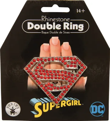 Immagine prodotto di Doppio anello scintillante Supergirl per adulti rosso-argento - taglia unica
