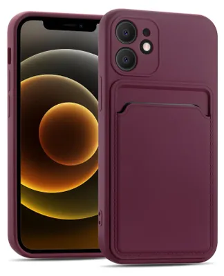 Immagine prodotto di Custodia per cellulare per Apple iPhone 12 Custodia in silicone con slot per schede Slim Wallet Case, Raspberry