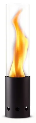 Image de Cheminée d'extérieur sans table, noire - 50 cm de hauteur - Acier inoxydable - Pour balcon et terrasse - Cheminée d'extérieur