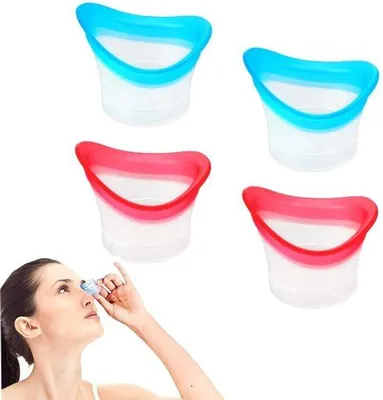 Productafbeelding van 4-delige set - Badkameraccessoires voor oogverzorging - Silicone oogspoelbeker - Voor het spoelen van de ogen, draagbare oogverzorgingsset - Oogspoelapparaat (roze en blauw)