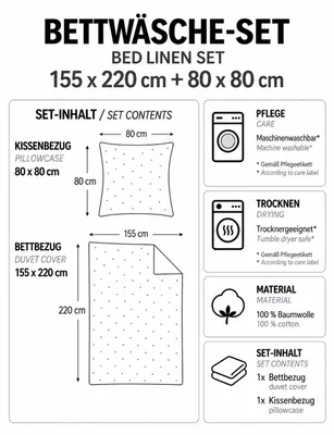 Produktbild von Biber Bettwäsche Set Streifen 155x220 + 80x80 cm 2-teilig, KI-generiertes Bild