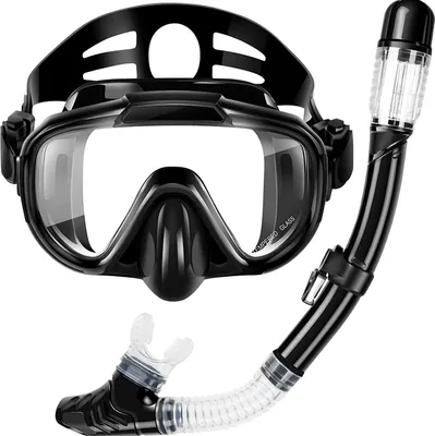 Produktbild von OKWISH Taucherbrillen Unisex Schwimmbrille mit Schnorchel, Schnorchelset für Erwachsene,Schwarz