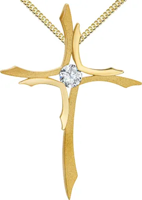 Produktbild von Anhänger-Kreuz Goldkreuz für Damen, Herren und Kinder Kettenanhänger 333 Gold 8 Karat + Zirkonia mit Schmuckzertifikat  Mit Kette 925 Silber vergoldet 45 cm