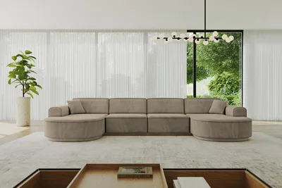 Produktbild von ALTDECOR Ecksofa in U-Form MARI-U2-v3 - 388x171x83 cm Braun - Corner Sofa Bett Eckcouch Couch L-Form Wohnlandschaft Cauchsofa
