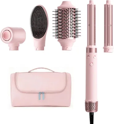 Produktbild von MESCOMB Warmluftbürste mit Dual-Voltage-Funktion, 5-in-1-Haarstyler mit automatischem Lockenaufsatz