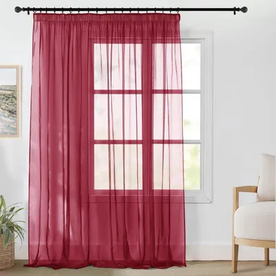 Produktbild von Übergardinen mit Kräuselband Transparent Wohnzimmer Rot H245 x B300 cm (1er Pack)