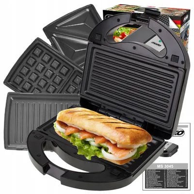 Produktbild von 3-in-1 Sandwichtoaster: Grill, Waffeleisen, Sandwich 1000W, Antihaftplatten