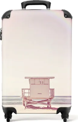 Produktbild von NoBoringSuitcases.com® Koffer Handgepäck Trolley Rollkoffer Kleine Reisekoffer mit 4 Rollen - Strand - Hütte - Sonne - Meer - Sommer - Cabin Size < 55x40x23 cm & 55x40x20 cm - Fotokoffer - Kabinenkoffer - BoardgepäckHandgepäck Koffer 55x35x20 cm, 36L,