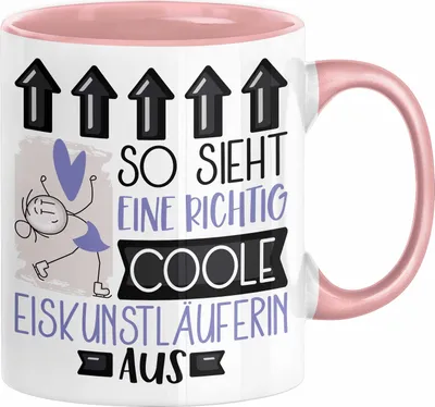 Produktbild von Eiskunstläuferin Geschenk Tasse Geschenkidee für Eiskunstläuferin Geburtstag Weihnachten Spruch So Sieht Eine Richtig Coole Eiskunstläuferin Aus Kaffee-Becher  (Rosa)