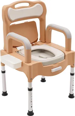 Image de Siège de toilette réglable en hauteur - Capacité de charge de 250 kg - Fabriqué en alliage d'aluminium et en polypropylène - Adapté aux personnes âgées et aux personnes handicapées