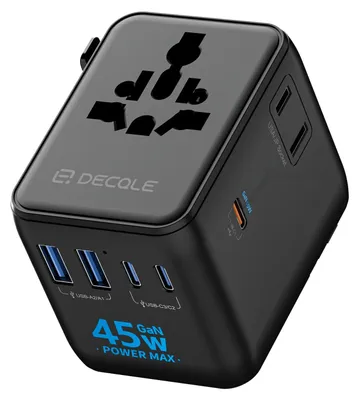 Productafbeelding van Reisadapter Wereldwijd Reisstekker met 3 USB-C(GaN45W)&2 USB-A