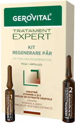 Produktbild von Gerovital Haar-Regenerations-Kit mit Keratin - Kräftigende und wachstumsfördernde Ampullen 10x5 ML & 10x10 ML