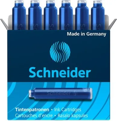 Obrázok produktu pre Atramentové náplne Schneider do plniaceho pera modrej farby 6 ks.