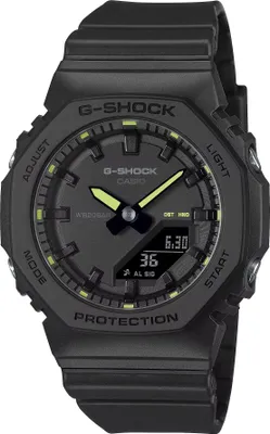 A close-up studio shot of a black Casio G-Shock watch.