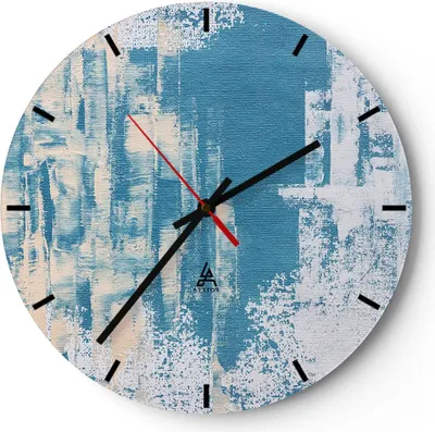 Produktbild von Wanduhr - Rund - Glasuhr - Blau Farben Hintergrund - 40x40cm - Schleichendes Uhrwerk - Lautlos - zum Aufhängen bereit - Dekoration Modern - Wanddekoration aus Glas - C3AR40x40-5062