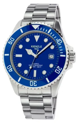 Produktbild von Kienzle Taucher Quarz Armbanduhr Keramiklünette Edelstahl 40 mm Blau