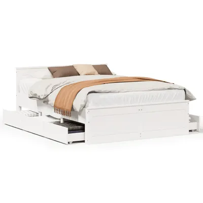 Image de vidaXL Lit en bois massif sans matelas avec tête de lit blanc 140x200cm pin