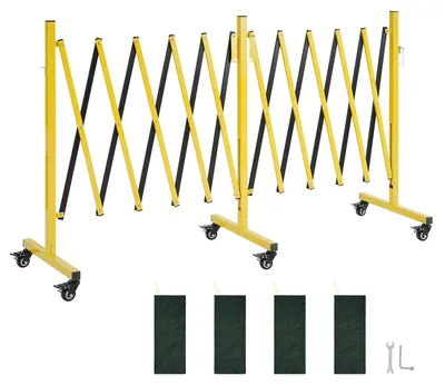 Produktbild von Scherengitter - Mobiles Absperrgitter - Ausziehbar bis 5,46 m - Doppelt - Mit feststellbaren Rollen - Metallkonstruktion - Für Außenbereich & Industrie