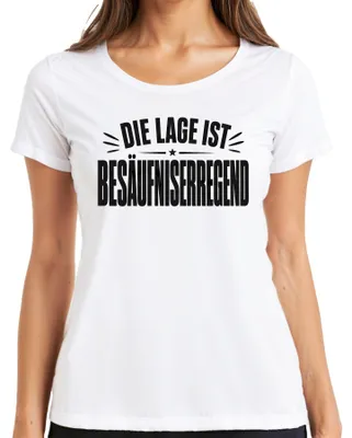 Productafbeelding van "Deze situatie is hilarisch. Grappige party-uitspraak. Sarcastisch dames T-shirt, wit, maat M."