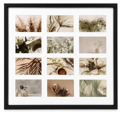 Produktbild von Collagen - Fotorahmen mit Passepartout - fur 12 Fotos - Holz - schwarz - 54 x 59 cm - Wechselrahmen